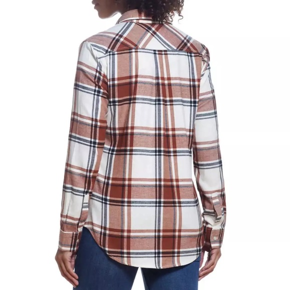 Weatherproof Vintage Comfort Stretch Flannel Button-Up Shirt Rust Plaid Size S - Picture 6 of 6